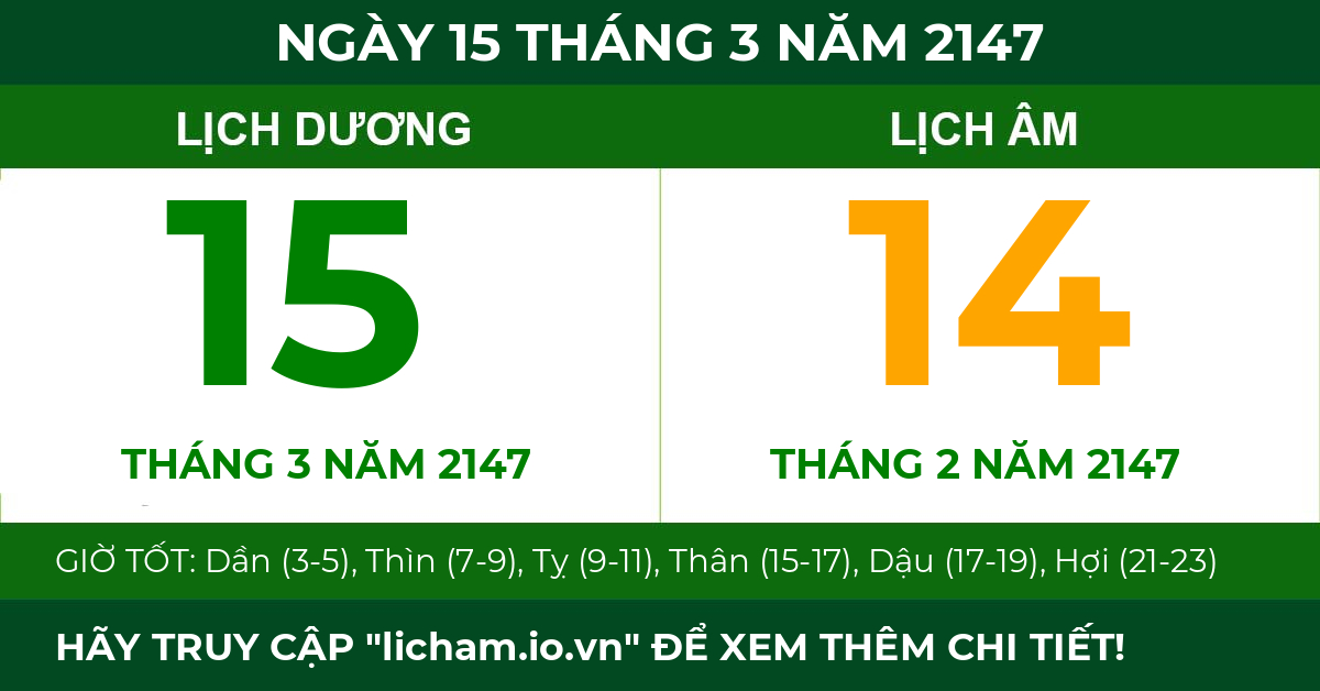 lịch âm ngày 15 tháng 3 năm 2147