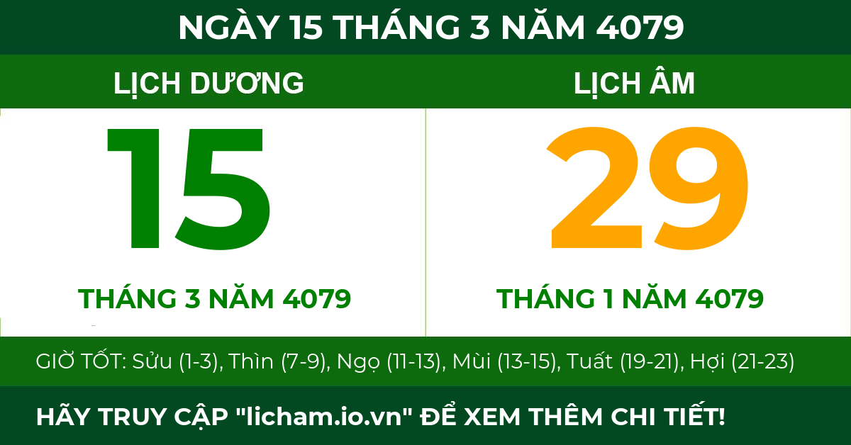 lịch âm ngày 15 tháng 3 năm 4079