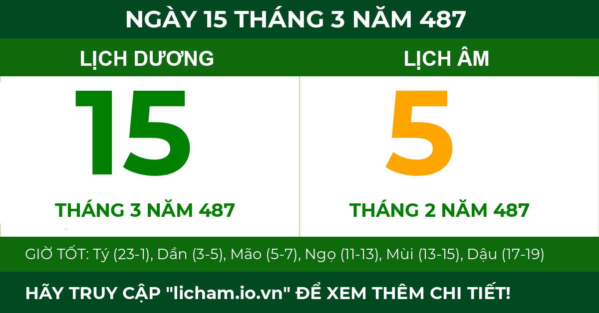 lịch âm ngày 15 tháng 3 năm 487