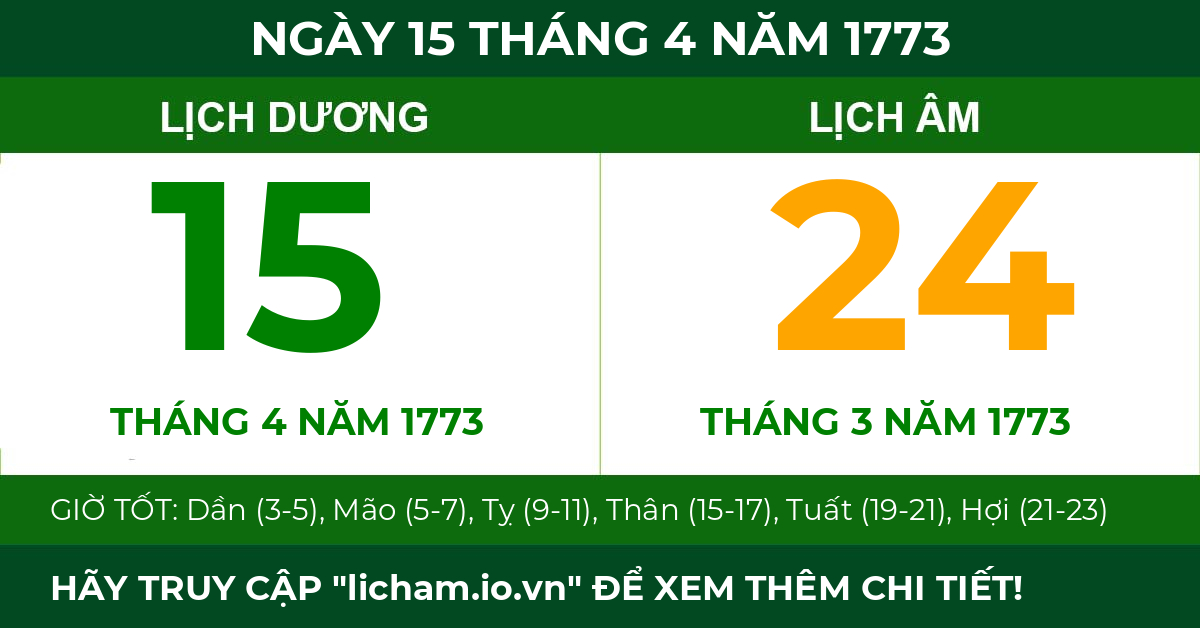 lịch âm ngày 15 tháng 4 năm 1773
