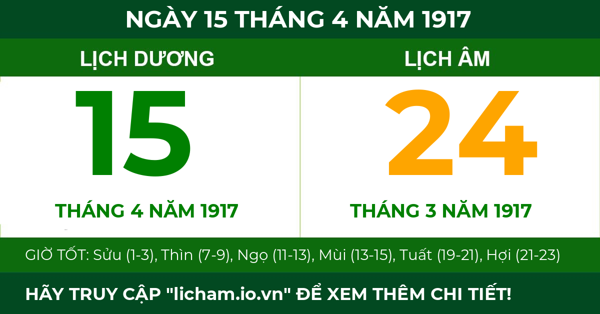 lịch âm ngày 15 tháng 4 năm 1917