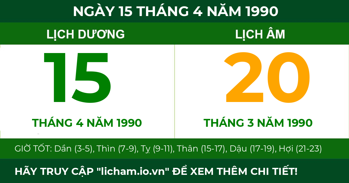 lịch âm ngày 15 tháng 4 năm 1990
