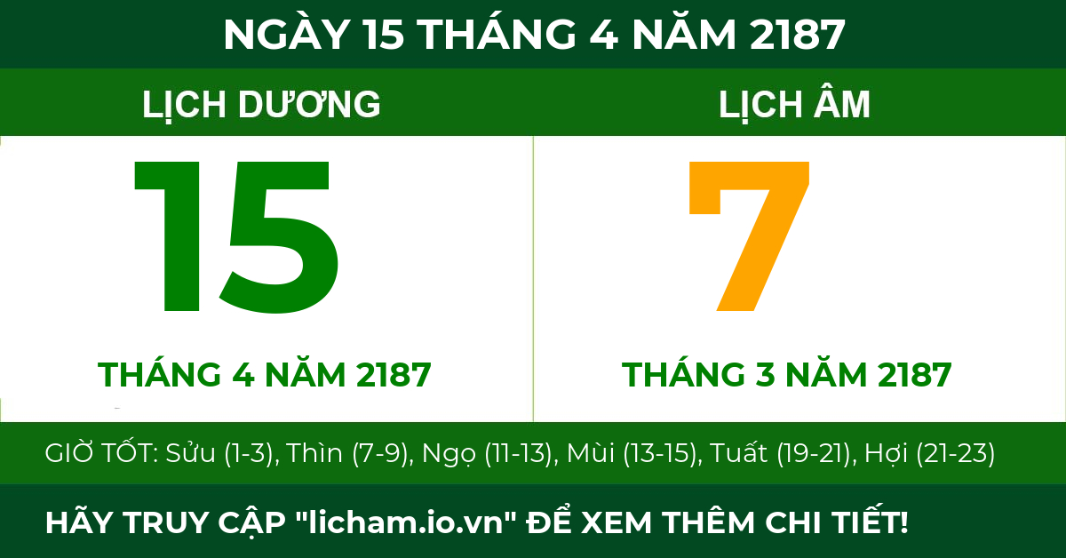 lịch âm ngày 15 tháng 4 năm 2187