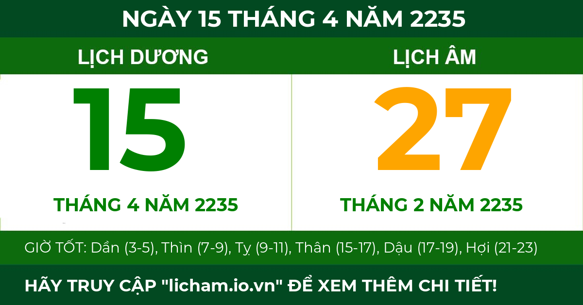 lịch âm ngày 15 tháng 4 năm 2235