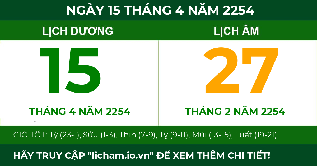 lịch âm ngày 15 tháng 4 năm 2254