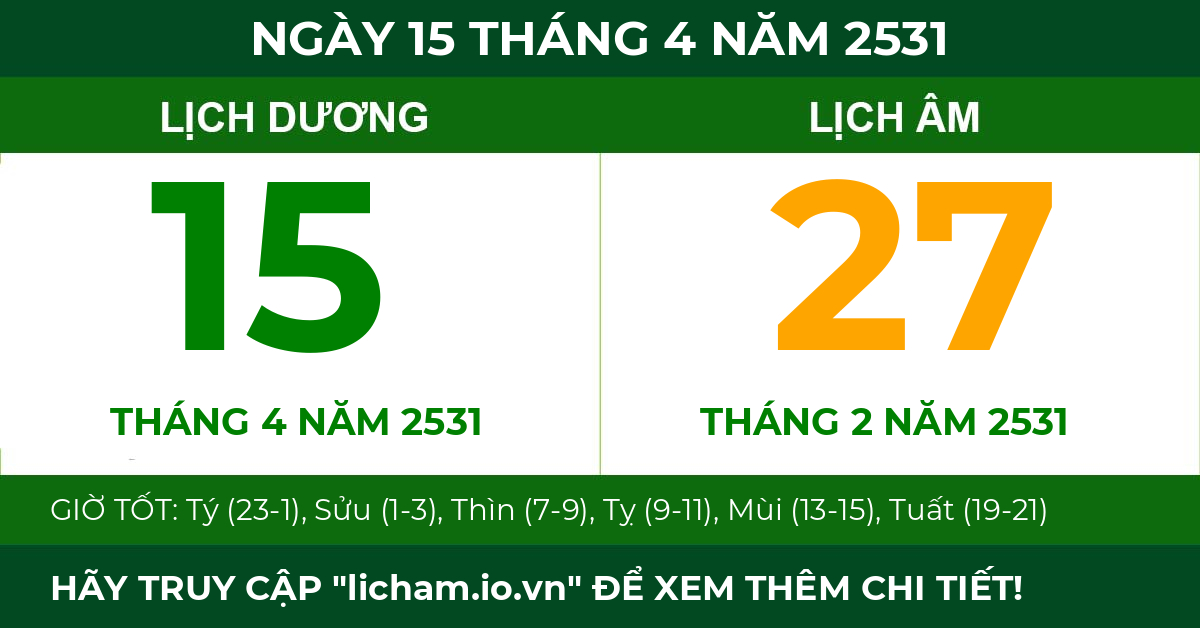 lịch âm ngày 15 tháng 4 năm 2531