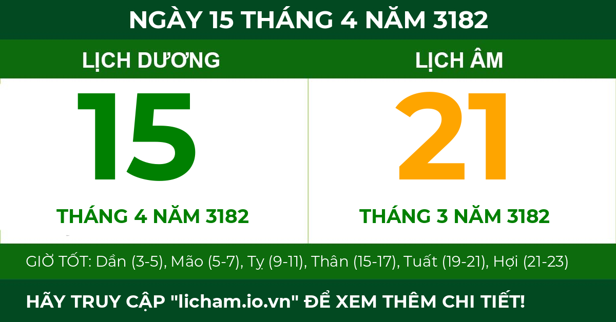 lịch âm ngày 15 tháng 4 năm 3182
