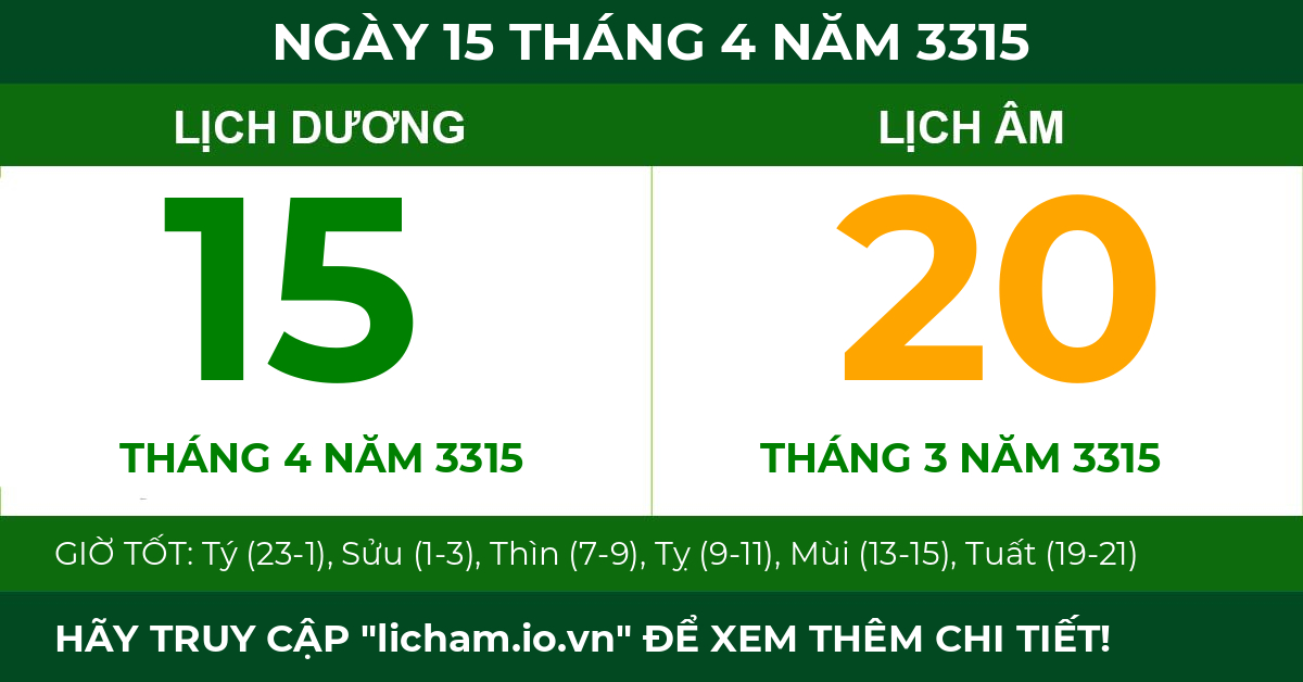 lịch âm ngày 15 tháng 4 năm 3315