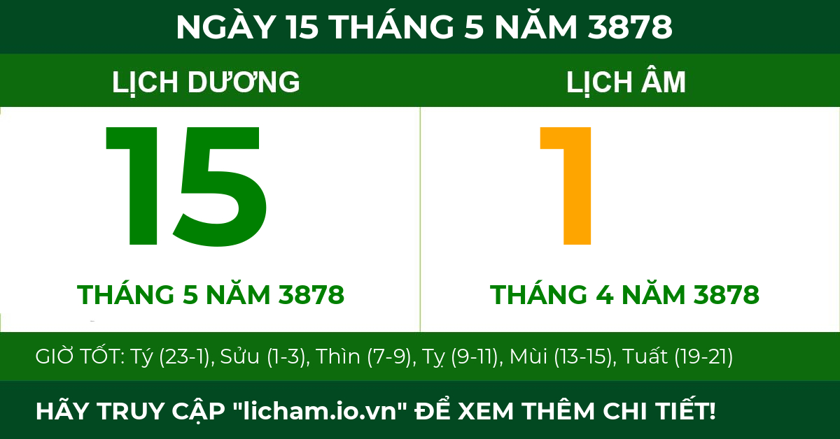 lịch âm ngày 15 tháng 5 năm 3878