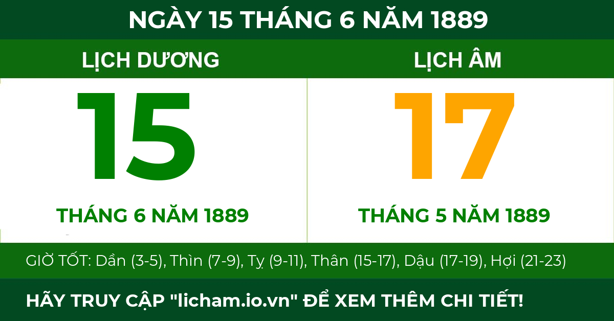 lịch âm ngày 15 tháng 6 năm 1889