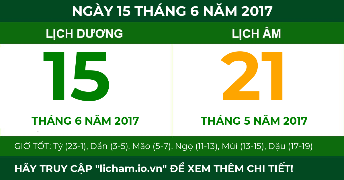 lịch âm ngày 15 tháng 6 năm 2017