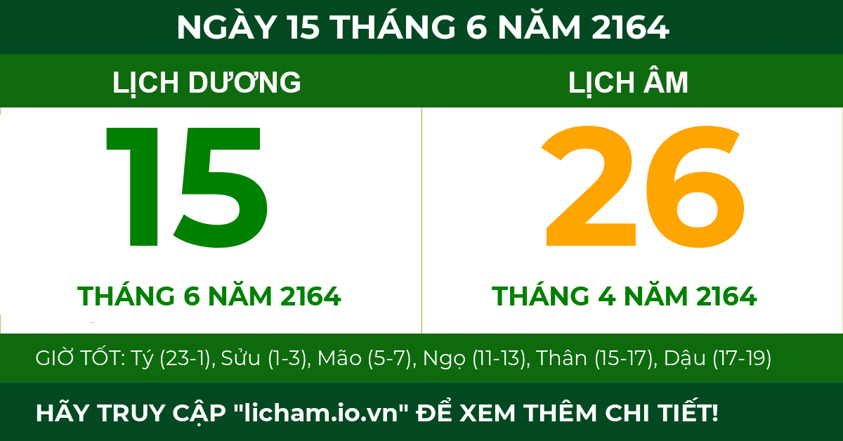 lịch âm ngày 15 tháng 6 năm 2164