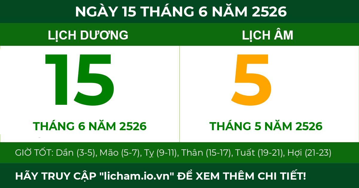 lịch âm ngày 15 tháng 6 năm 2526