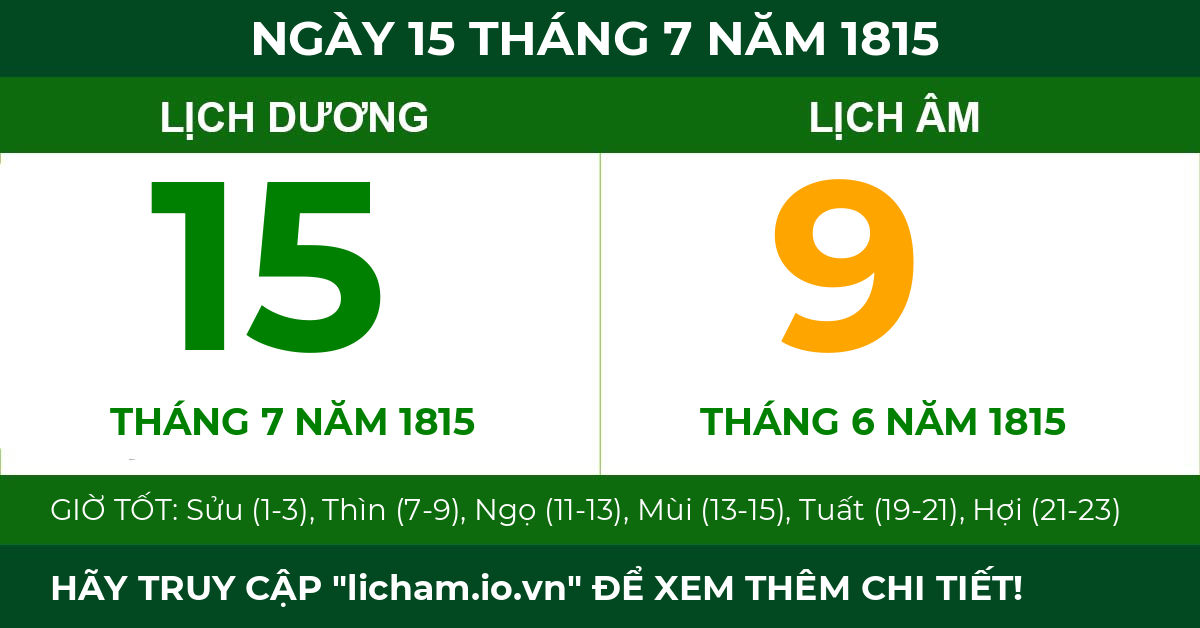 lịch âm ngày 15 tháng 7 năm 1815