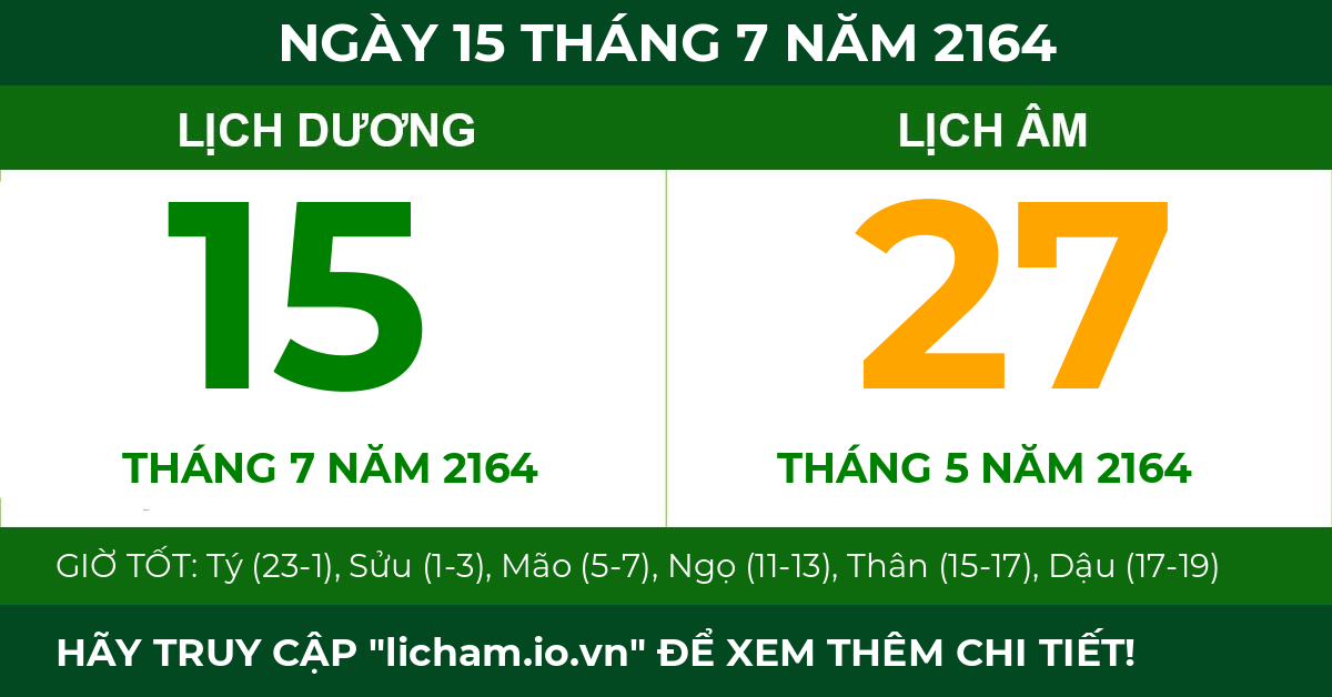 lịch âm ngày 15 tháng 7 năm 2164