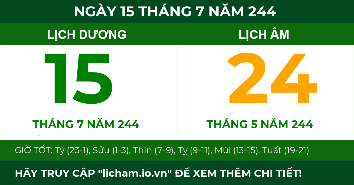 lịch âm ngày 15 tháng 7 năm 244