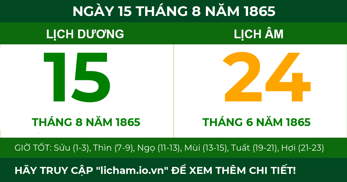 lịch âm ngày 15 tháng 8 năm 1865