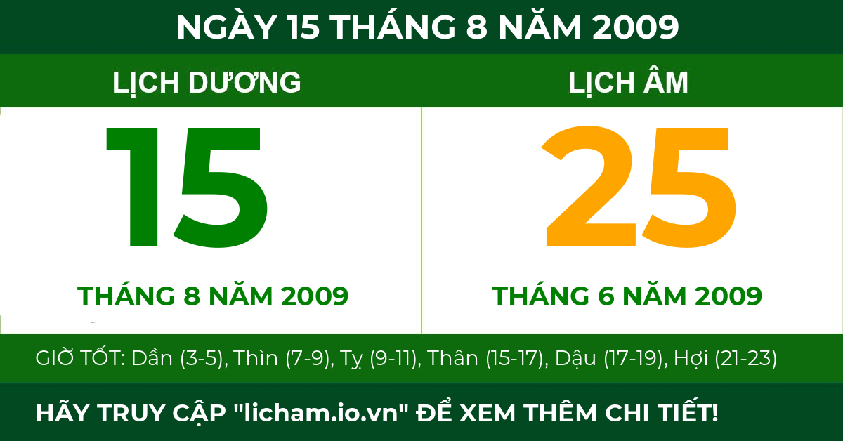 lịch âm ngày 15 tháng 8 năm 2009