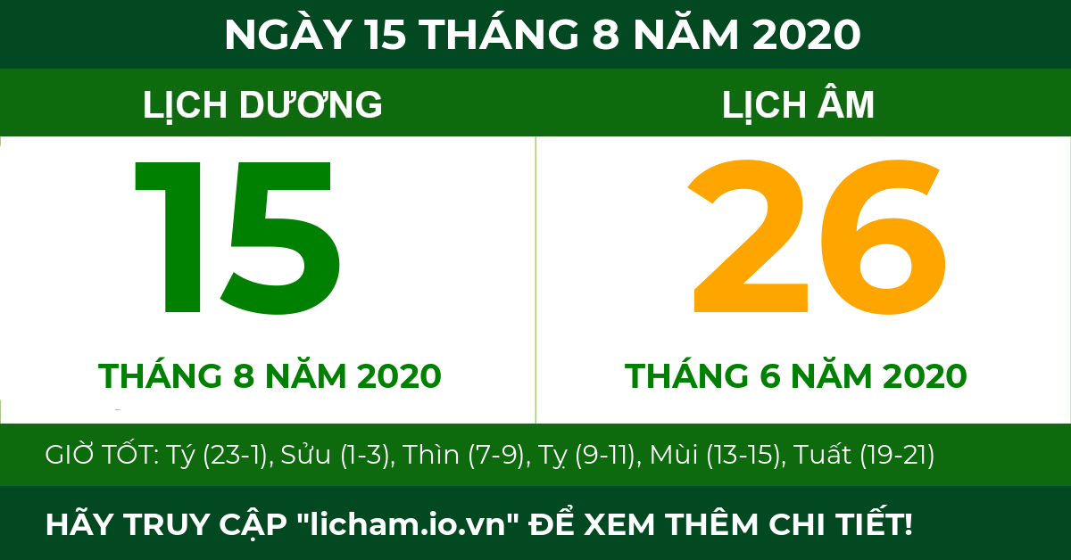 lịch âm ngày 15 tháng 8 năm 2020