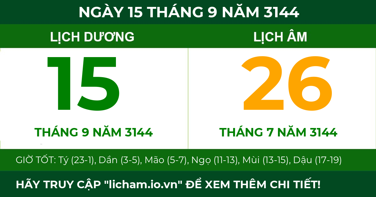 lịch âm ngày 15 tháng 9 năm 3144