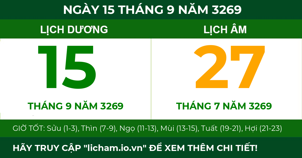 lịch âm ngày 15 tháng 9 năm 3269