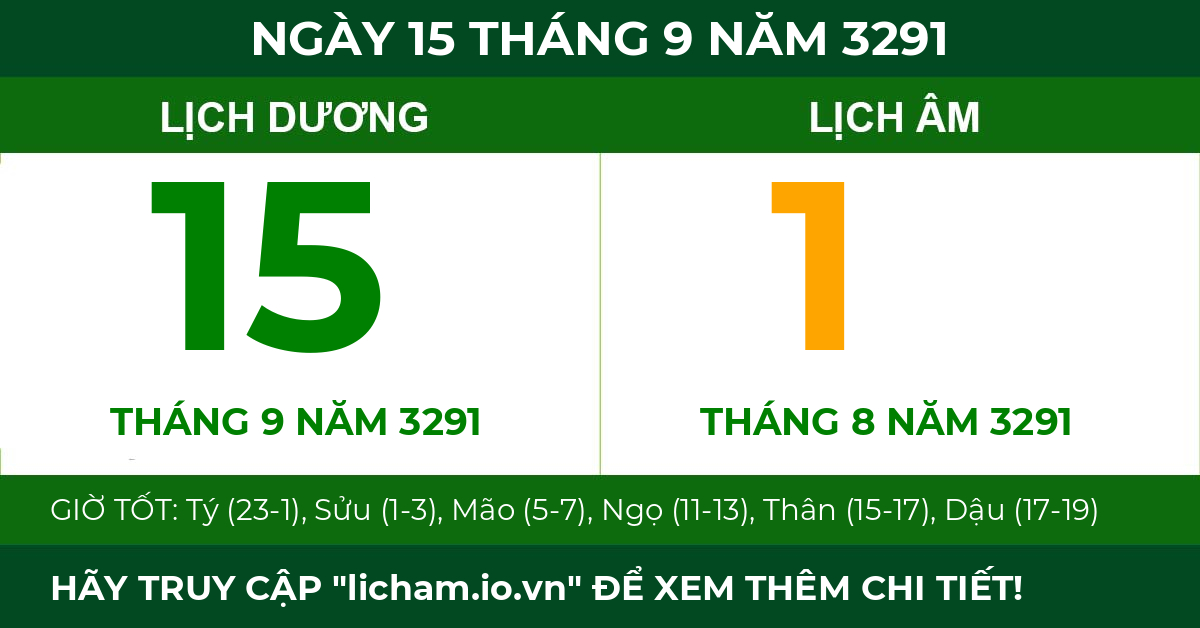 lịch âm ngày 15 tháng 9 năm 3291