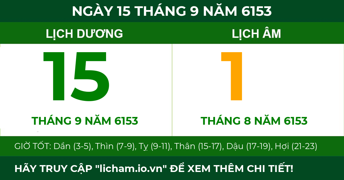 lịch âm ngày 15 tháng 9 năm 6153
