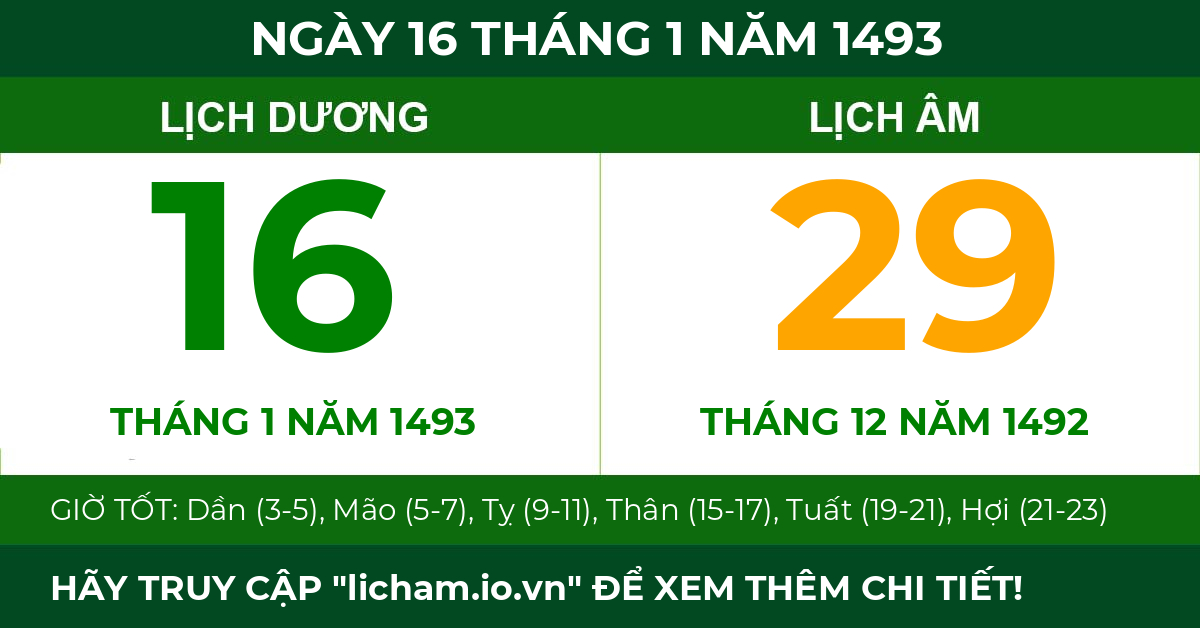 lịch âm ngày 16 tháng 1 năm 1493
