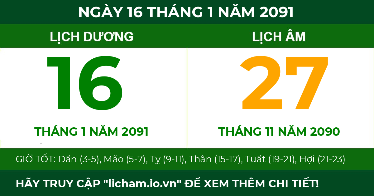 lịch âm ngày 16 tháng 1 năm 2091