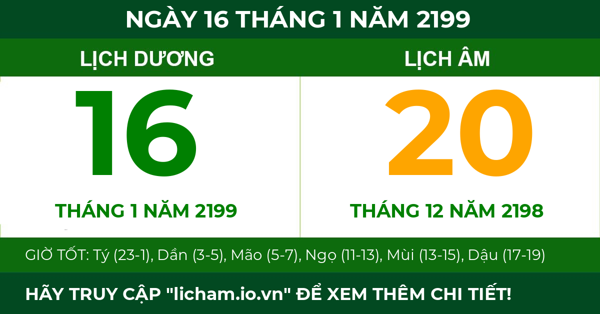 lịch âm ngày 16 tháng 1 năm 2199
