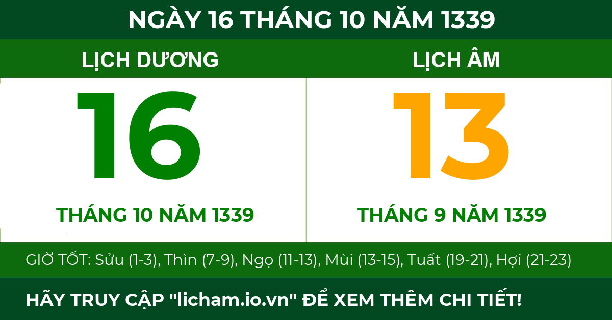 lịch âm ngày 16 tháng 10 năm 1339