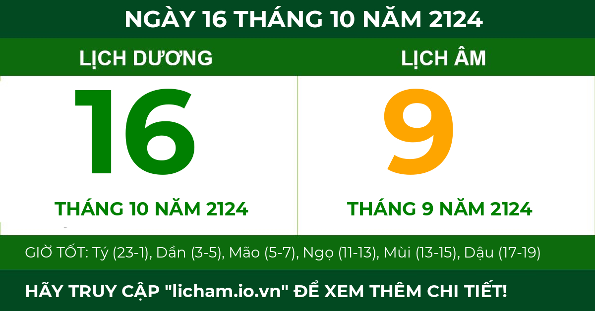 lịch âm ngày 16 tháng 10 năm 2124