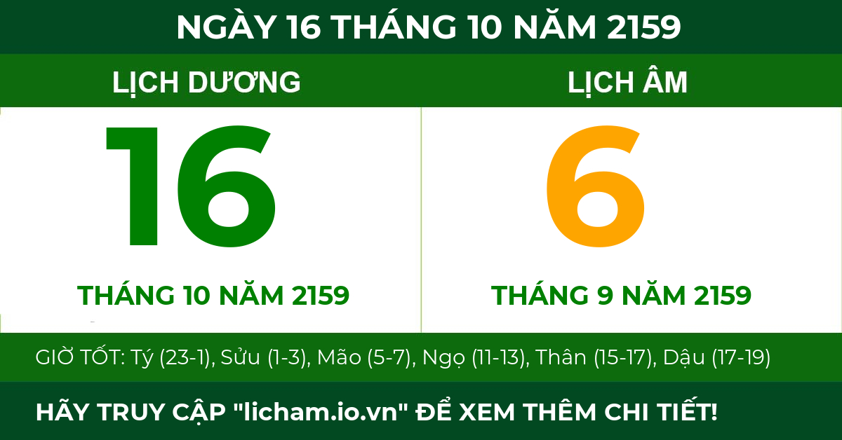 lịch âm ngày 16 tháng 10 năm 2159