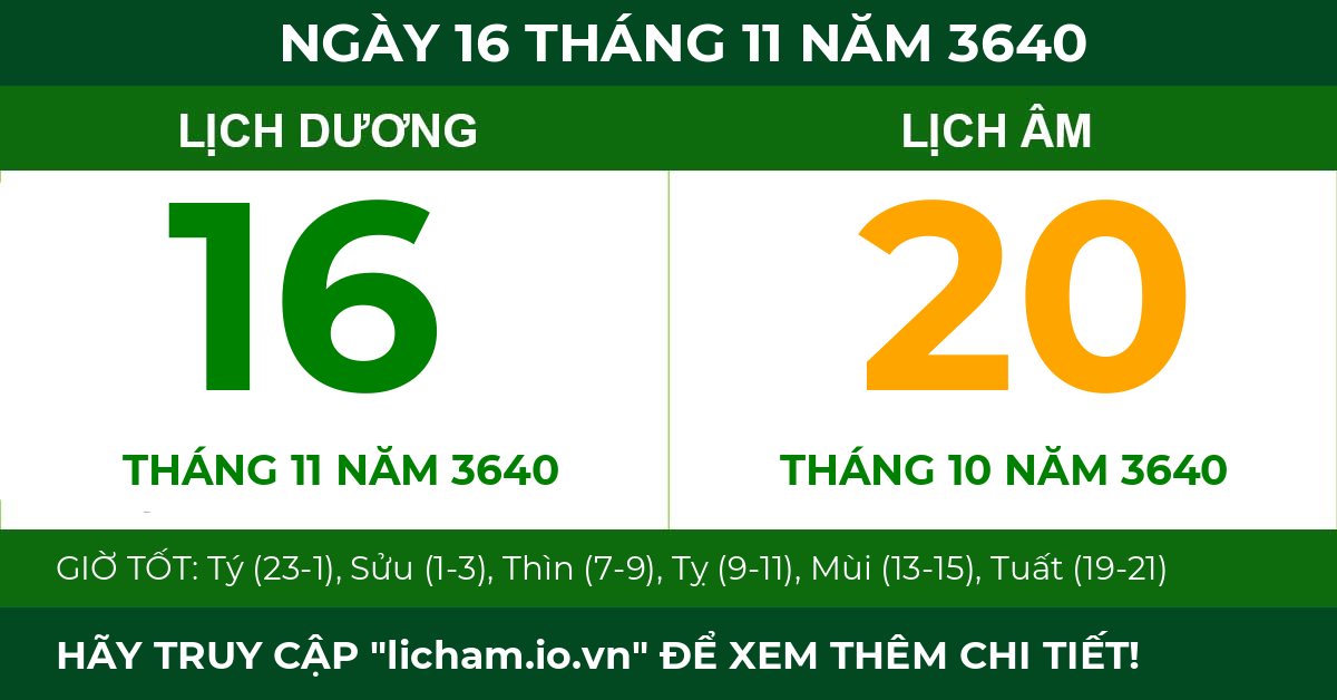 lịch âm ngày 16 tháng 11 năm 3640