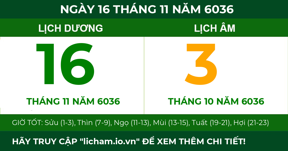 lịch âm ngày 16 tháng 11 năm 6036