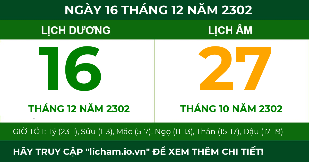 lịch âm ngày 16 tháng 12 năm 2302
