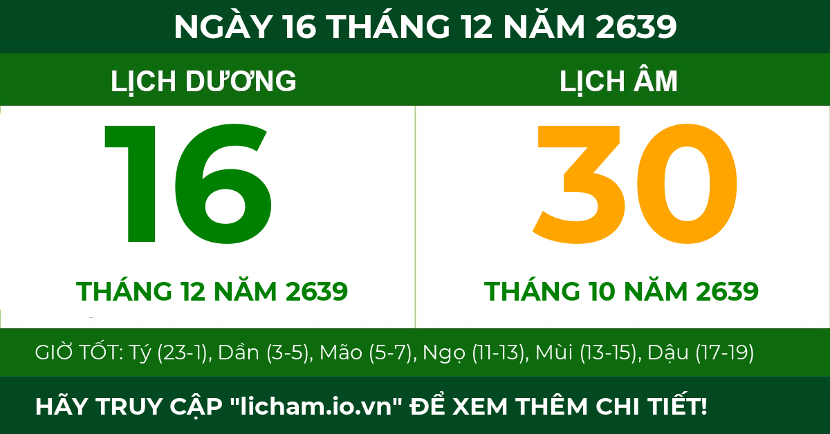 lịch âm ngày 16 tháng 12 năm 2639