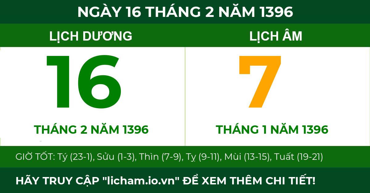 lịch âm ngày 16 tháng 2 năm 1396