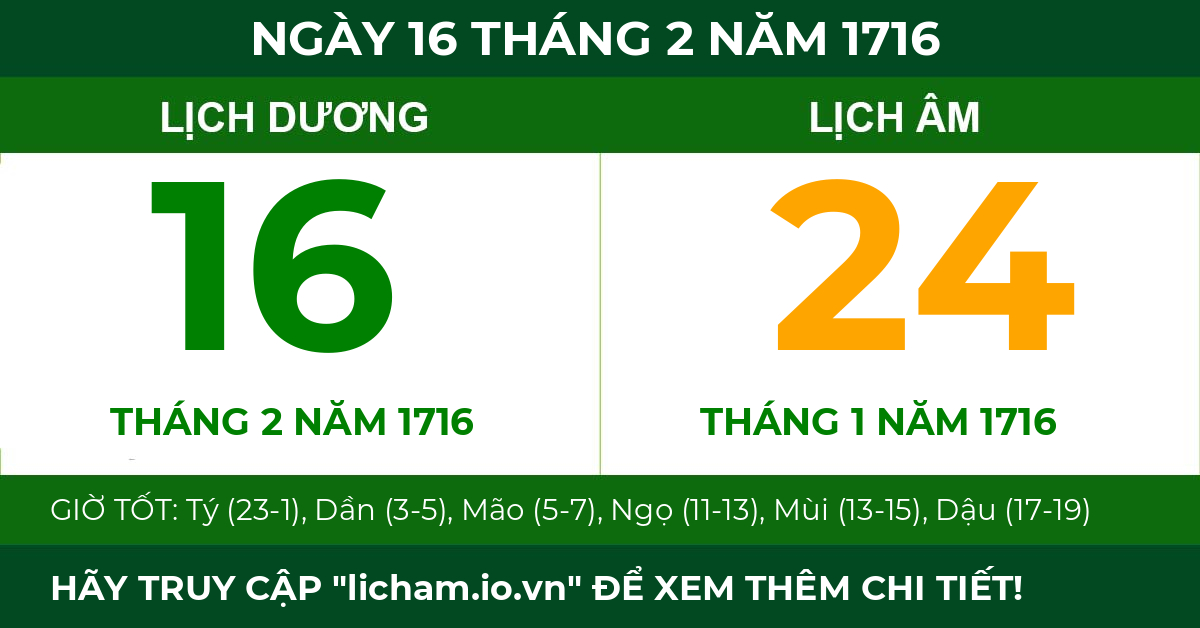 lịch âm ngày 16 tháng 2 năm 1716