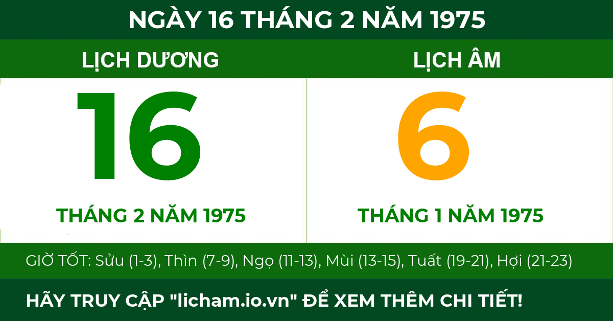 lịch âm ngày 16 tháng 2 năm 1975