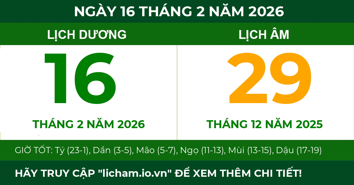 lịch âm ngày 16 tháng 2 năm 2026