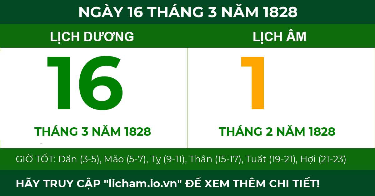 lịch âm ngày 16 tháng 3 năm 1828