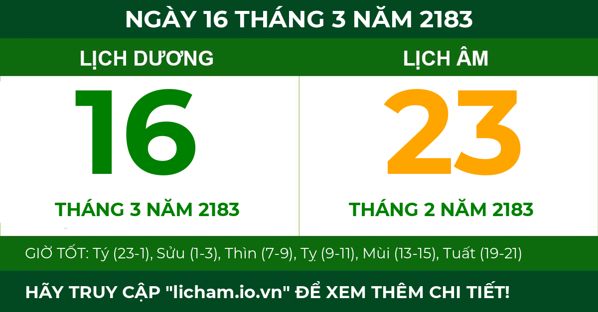 lịch âm ngày 16 tháng 3 năm 2183