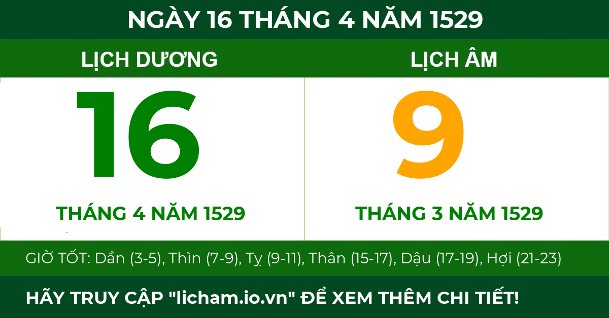 lịch âm ngày 16 tháng 4 năm 1529