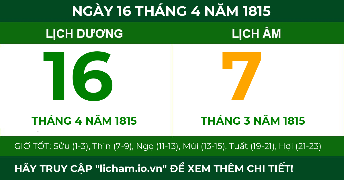 lịch âm ngày 16 tháng 4 năm 1815