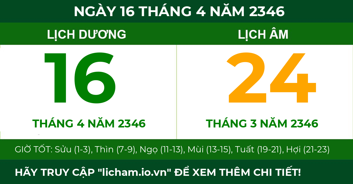 lịch âm ngày 16 tháng 4 năm 2346