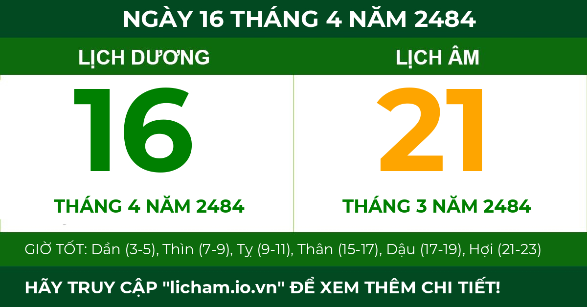 lịch âm ngày 16 tháng 4 năm 2484