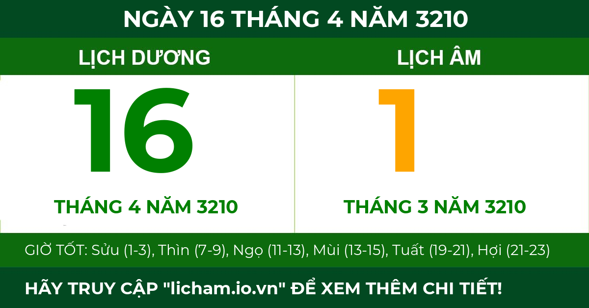 lịch âm ngày 16 tháng 4 năm 3210