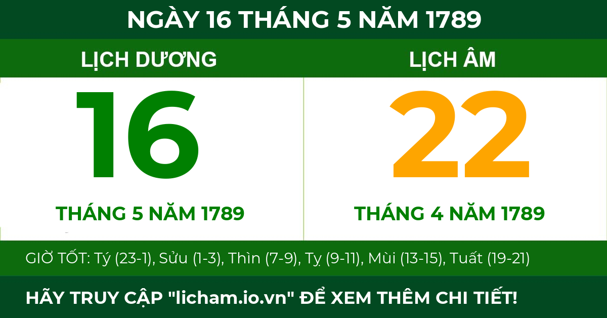lịch âm ngày 16 tháng 5 năm 1789