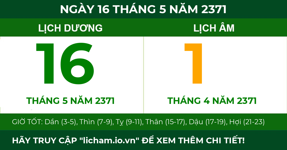 lịch âm ngày 16 tháng 5 năm 2371